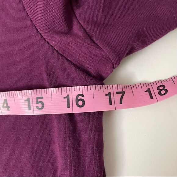 WHITE HOUSE BLACK MARKET PURPLE SHIFT DRESS, V neck SHORT FLUTTER SLEEVE SZ M - Picture 7 of 11